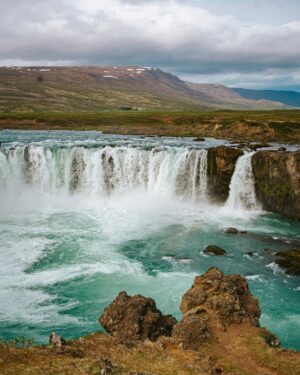 Goðafoss waterfall in summer in North Iceland