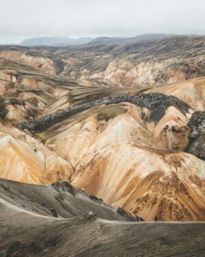 The colorful rhyolite mountains in Landmannalaugar, Iceland